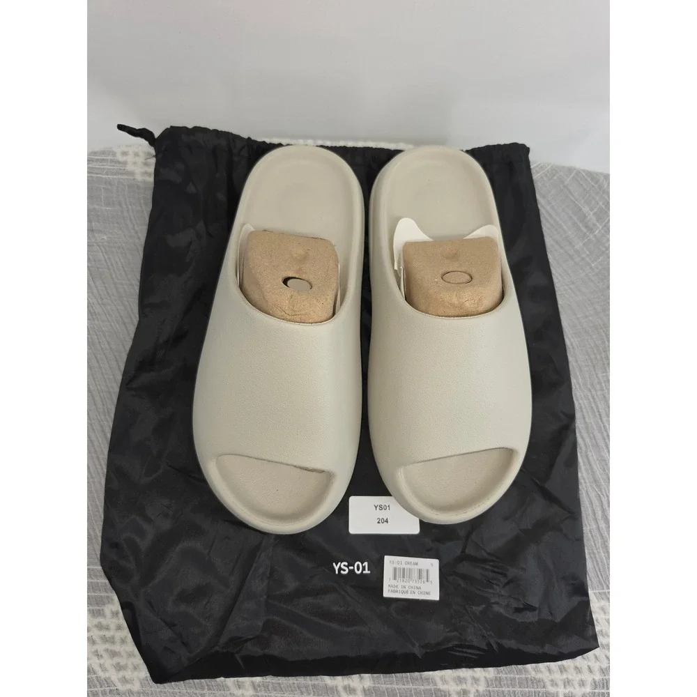 YS-01 Cream Foam Slides Men 9 Slip On Sandals YS01 Neutral Minimalist Lifestyle